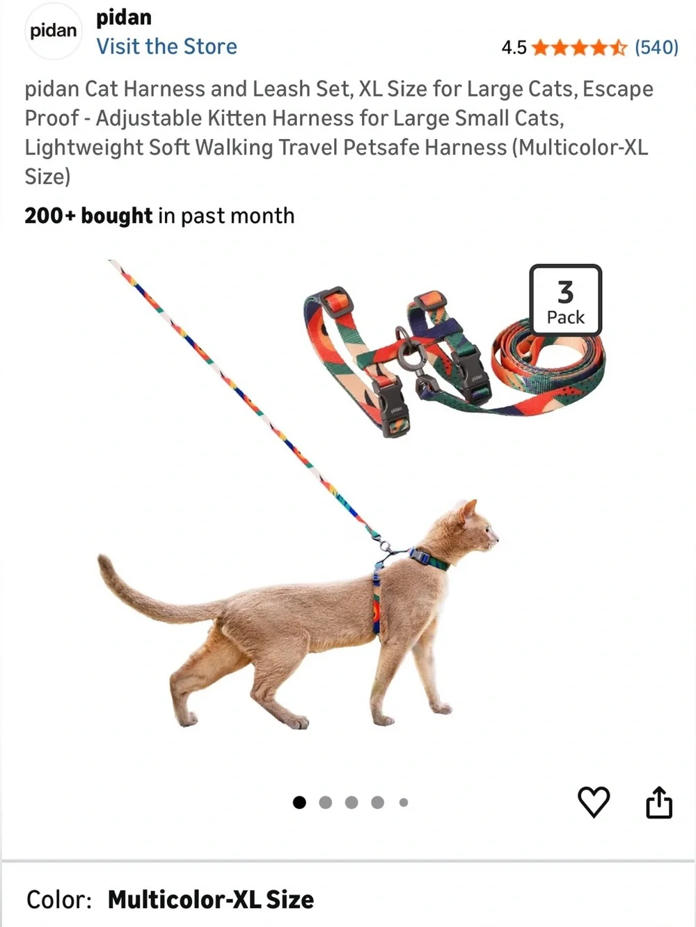 Cat Harness and Leash XL Size, Adjustable Straps - Never Used